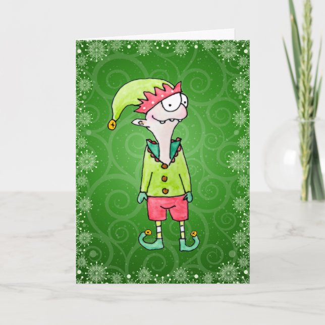 Rolig Tomte Julkort Kort (Framsida)