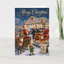Rolig Tomte Köper Ny Släd Jul Helgkort