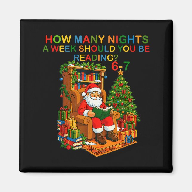 Rolig Tomte Läsning 67 Meme Tee Jul Lärares  Magnet (Framsidan)