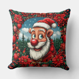 Rolig tomte med krans och utsmyckningar kudde