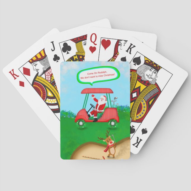 Rolig tomte med renar som spelar golf casinokort (Baksidan)