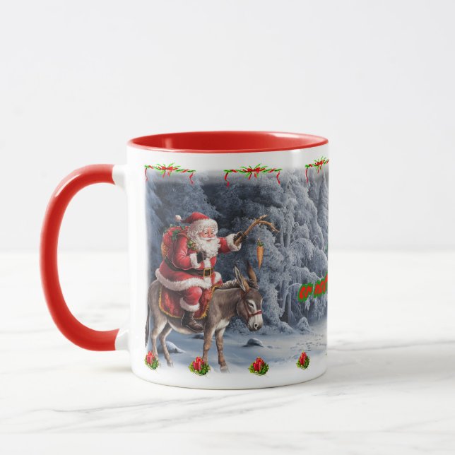 Rolig Tomte på en Åsna på en Keramisk Kopp  (Vänster)