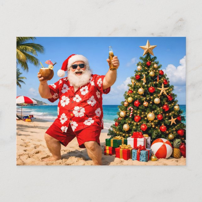 Rolig tomte på tropisk strandö  helg vykort (Framsida)