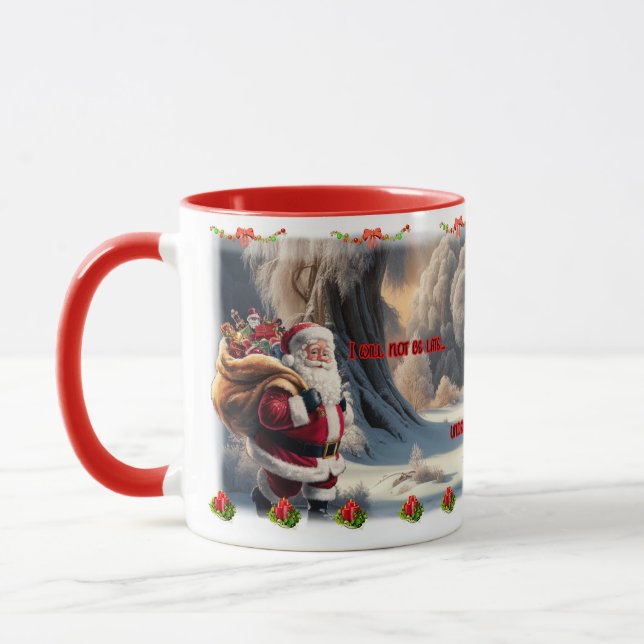 Rolig Tomte på Vit Kaffe Keramik  Mugg (Vänster)