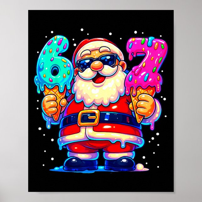 Rolig Tomte Säger Sex Sju 67 Meme Jul Xmas  Poster (Framsidan)