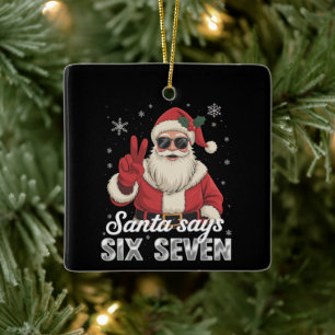 Rolig Tomte Säger Sex Sju Jul 67 Meme Jul Julgransprydnad Keramik