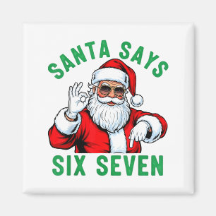 Rolig tomte säger sex sju jul 67 meme jul magnet