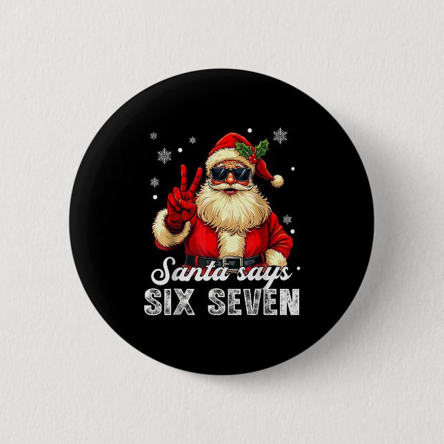 Rolig Tomte Säger Sex Sju Jul 67 Meme Xmas  Knapp (Framsida)