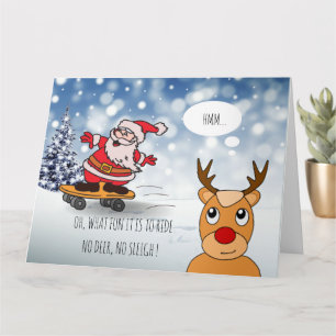 Rolig Tomte Skateboard Jul Humor Vinter Kort