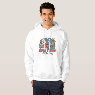 Rolig Tomte Sleigh Mitt Namn Hela Vägen Hoodie