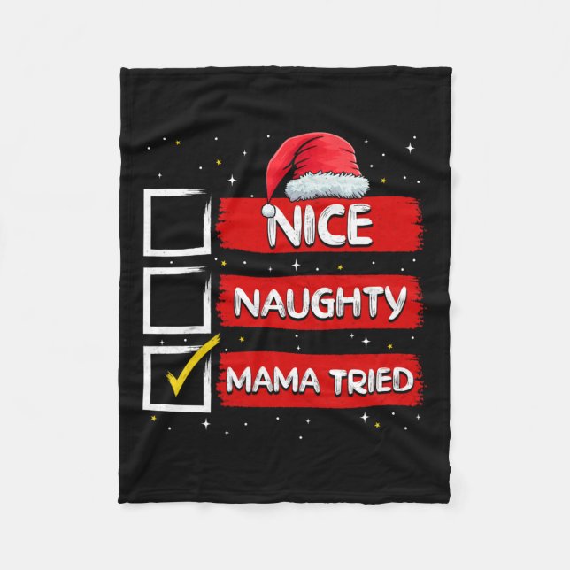 Rolig Tomte Snäll Stygg Mamma Försökte Jul Fleecefilt (Framsidan)