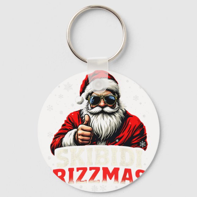 Rolig Tomte Snöboard Jul Holiday Skibidi Ri Nyckelring (Framsida)