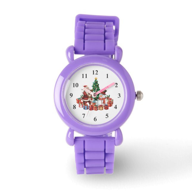 Rolig tomte, snöman firar jul armbandsur (Framsida)