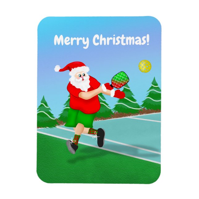 Rolig tomte som spelar Pickleball God Jul Magnet (Vertikal)