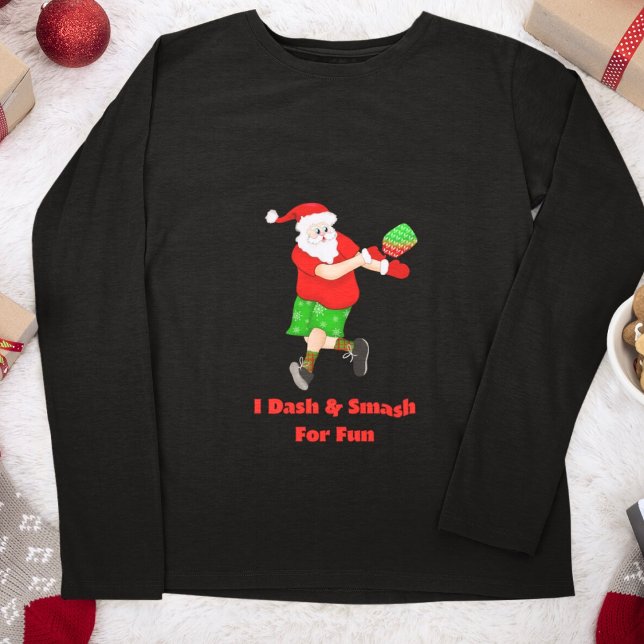 Rolig Tomte som Spelar Pickleball I Daskar & Smash T Shirt (Skapare uppladdad)