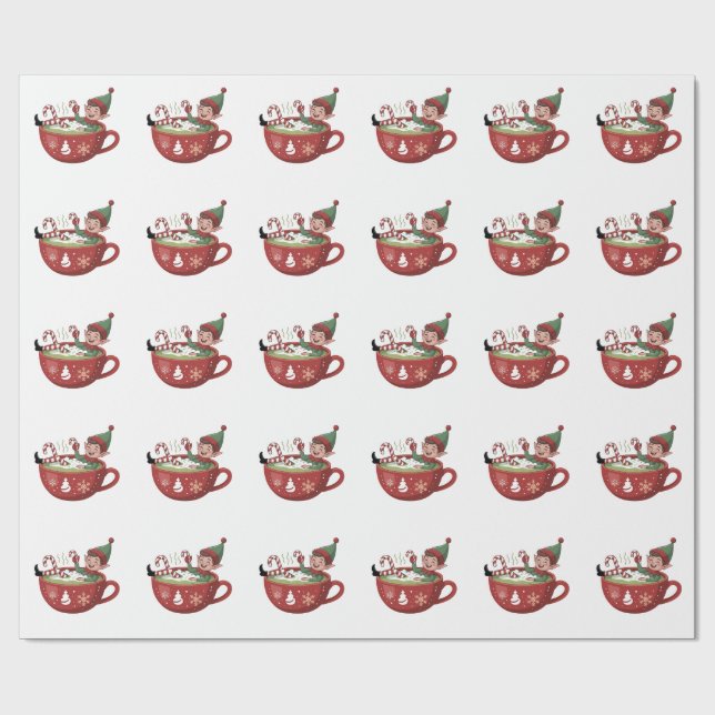 Rolig Tomte Tar Matcha Badvatten Jul Presentpapper (Platt)