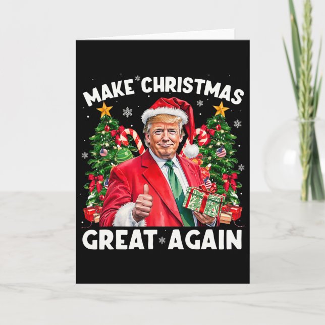 Rolig Tomte Trump 2025 Gör julen stor igen  Kort (Framsida)
