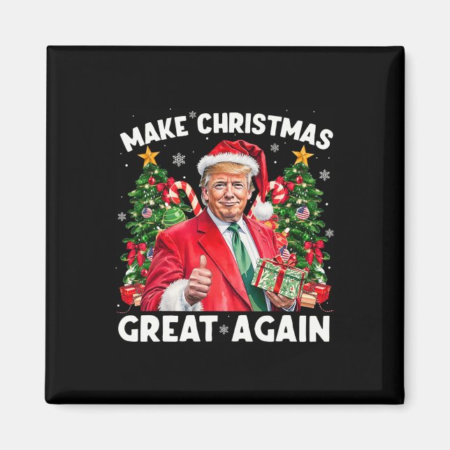 Rolig Tomte Trump 2025 Gör julen stor igen  Magnet (Framsidan)