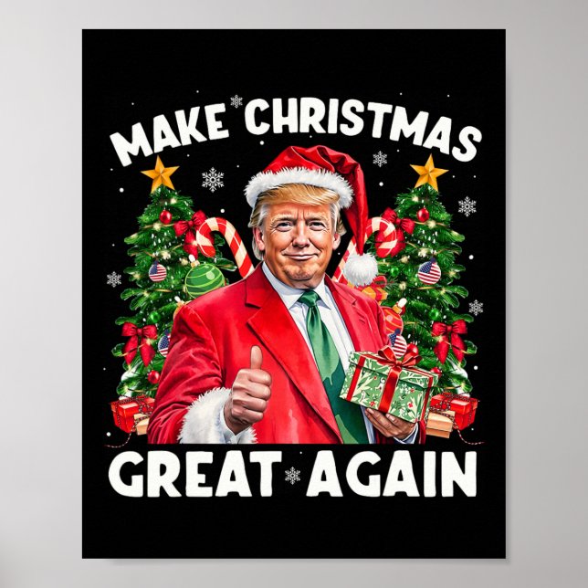 Rolig Tomte Trump 2025 Gör julen stor igen  Poster (Framsidan)