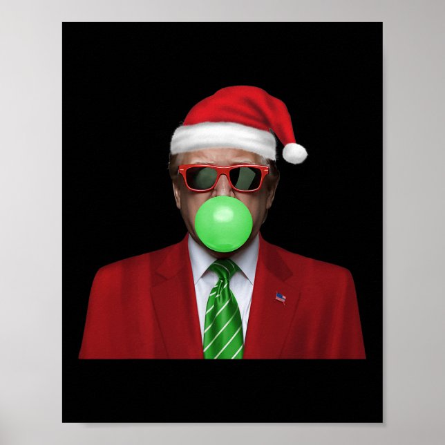 Rolig Tomte Trump Bubble Gum Gör Julen Stor  Poster (Framsidan)