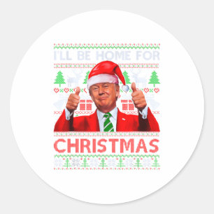 Rolig Tomte Trump Jag Kommer Hem På Julen Runt Klistermärke