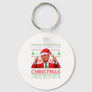 Rolig Tomte Trump Jag Kommer Hem Till Jul Nyckelring