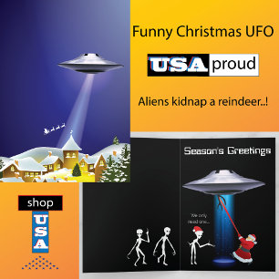 Rolig Tomte 🎅🛸 UFO Jul Helgkort