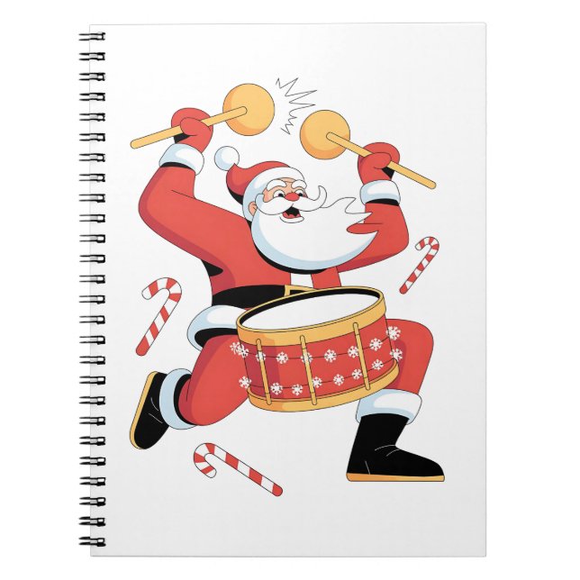 Rolig tomtedrummer ful jul Xmas trummis  Anteckningsbok (Framsidan)