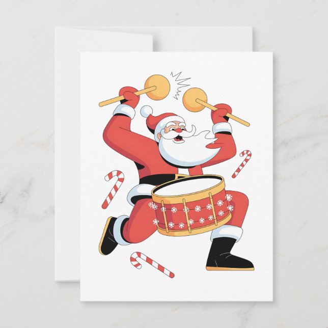 Rolig tomtedrummer ful jul Xmas trummis  Julkort (Framsida)