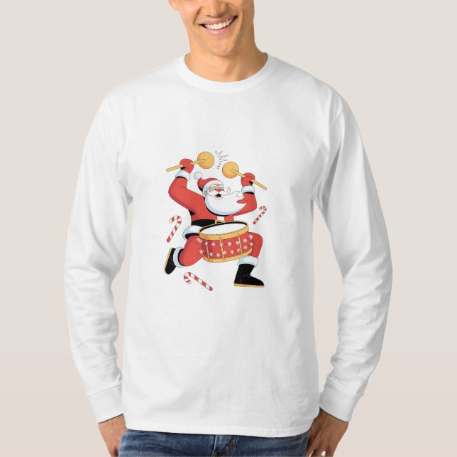Rolig tomtedrummer ful jul Xmas trummis  T Shirt (Framsida)