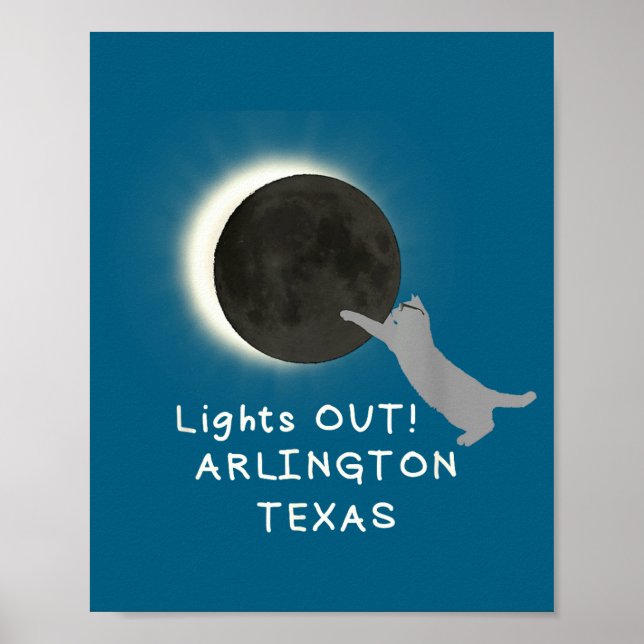 Rolig Total Solförmörkelse Katt Arlington Poster (Framsidan)