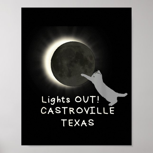 Rolig Total Solförmörkelse Katt Castroville Poster (Framsidan)