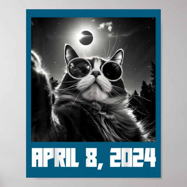 Rolig Total Solförmörkelse Katt Selfie Poster (Framsidan)