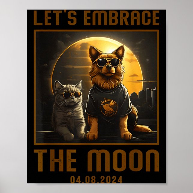 Rolig Total Solförmörkelse Omfamna Månen Poster (Framsidan)