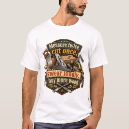 Rolig Träbearbetning Mät Två Gånger T-Shirt
