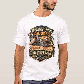 Rolig Träbearbetning Mät Två Gånger T-Shirt