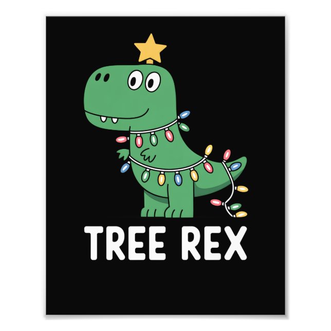 Rolig Träd Rex Jul Dinosaurie Semesternamn Högtidl Fototryck (Framsidan)