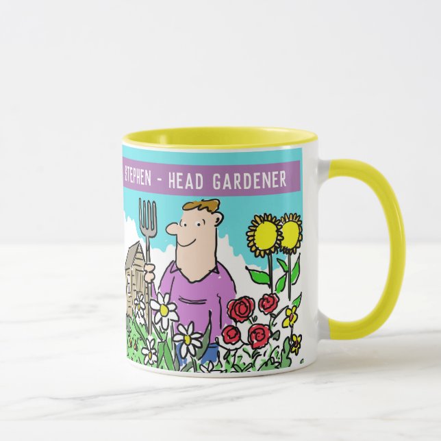 Rolig trädgårdsmästarmugg. Lägg till ditt namnval. Mugg (Höger)