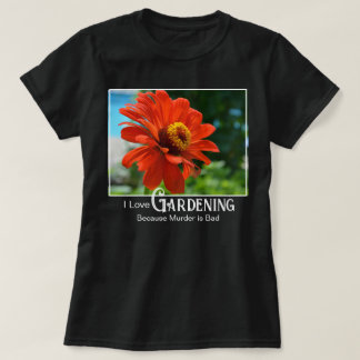 Rolig trädgårdssägelse orange blommande zinnia tus t shirt
