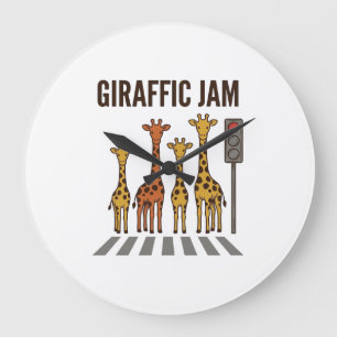 Rolig Trängsel av Giraffer Korsning Vintage Vektor Stor Klocka
