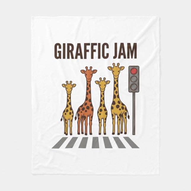 Rolig Trängsel av Giraffer Vintage Vektor Fleecefilt (Framsidan)