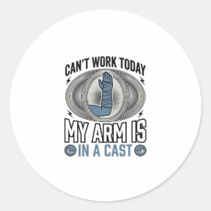 Rolig trasig arm gips Vintage T-shirt design_1 Runt Klistermärke