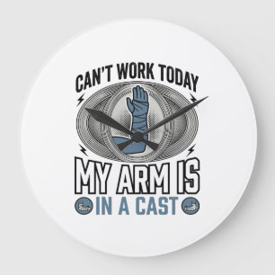 Rolig trasig arm gips Vintage T-shirt design_1 Stor Klocka