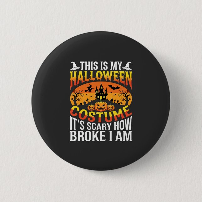Rolig Trasig Halloween Kostym Spökhus Design Knapp (Framsida)