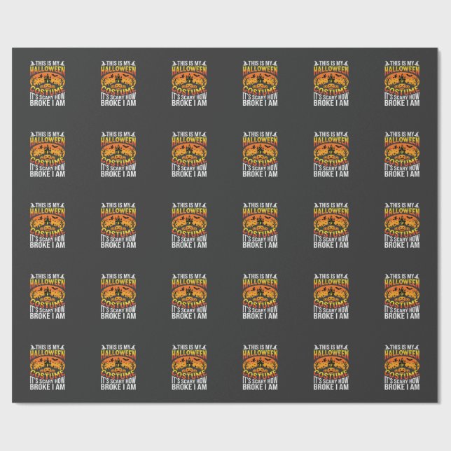 Rolig Trasig Halloween Kostym Spökhus Design Presentpapper (Platt)