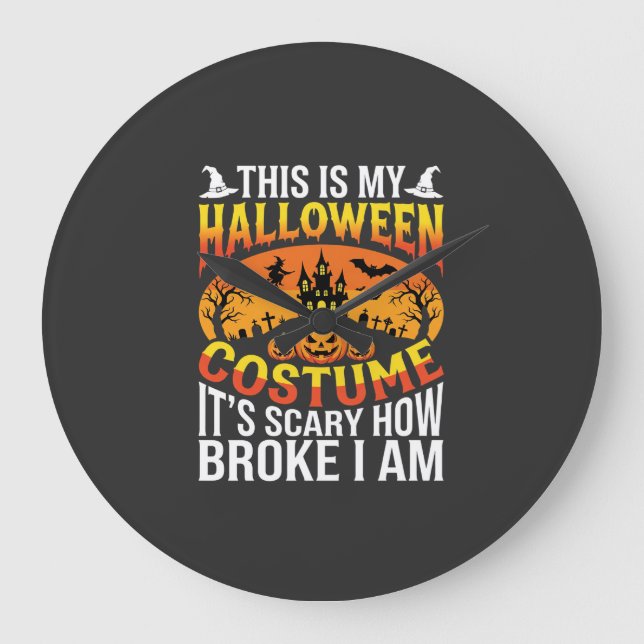 Rolig Trasig Halloween Kostym Spökhus Design Stor Klocka (Framsida)