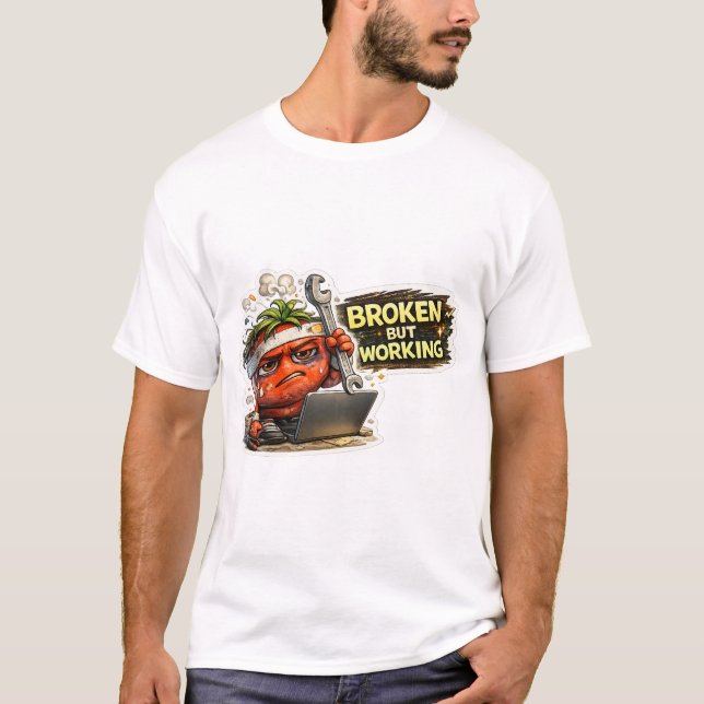 Rolig Trasig Men Fungerande Retro PC Datornörd T- T Shirt (Framsida)