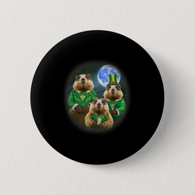 Rolig tre Groundhog Moon 3 Groundhog Head St Pat Knapp (Framsida)