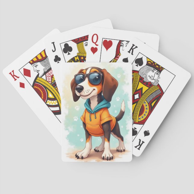 Rolig Treeing Walker Coonhound Kawaii Hund Casinokort (Baksidan)