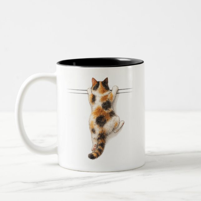 Rolig trefärgad katt Häng kvar där Tee Två-Tonad Mugg (Vänster)